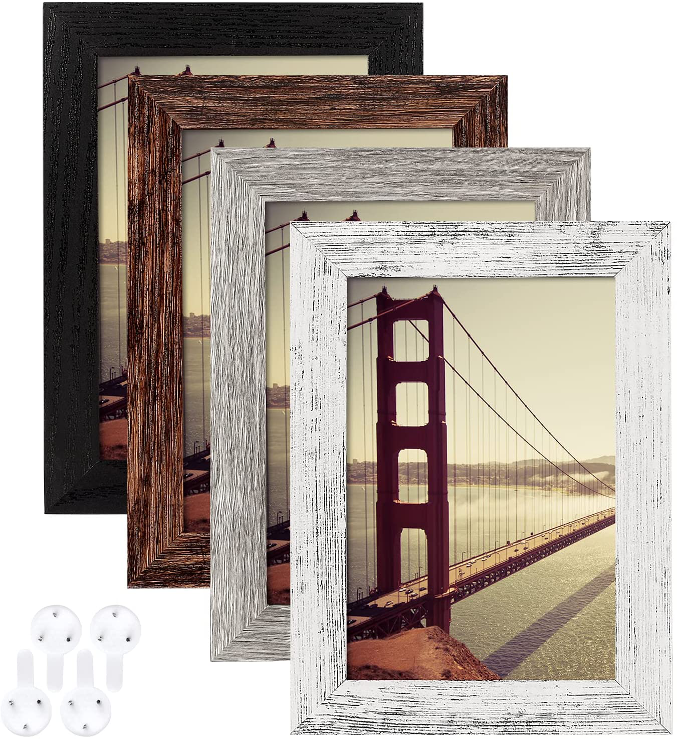4x6 Rustic Wood Picture Frame Set of 4