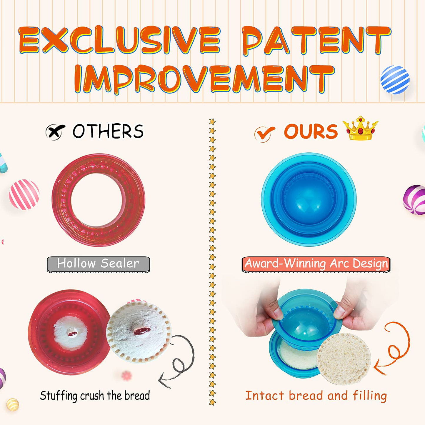 5-Pack Sandwich Cutter & Sealer – Kids’ DIY Lunch Maker (Yellow)