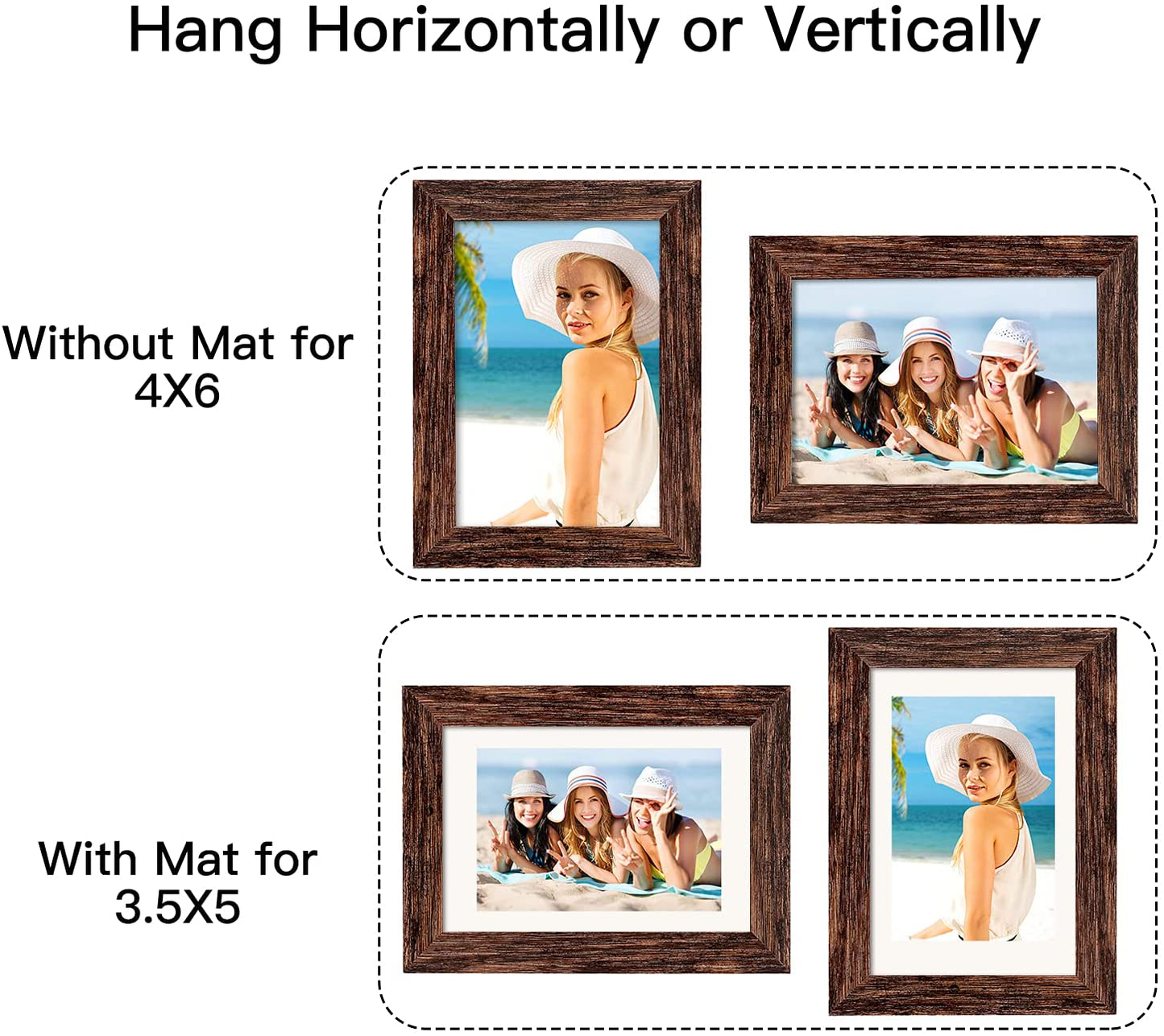 4x6 Rustic Wood Picture Frame Set of 4