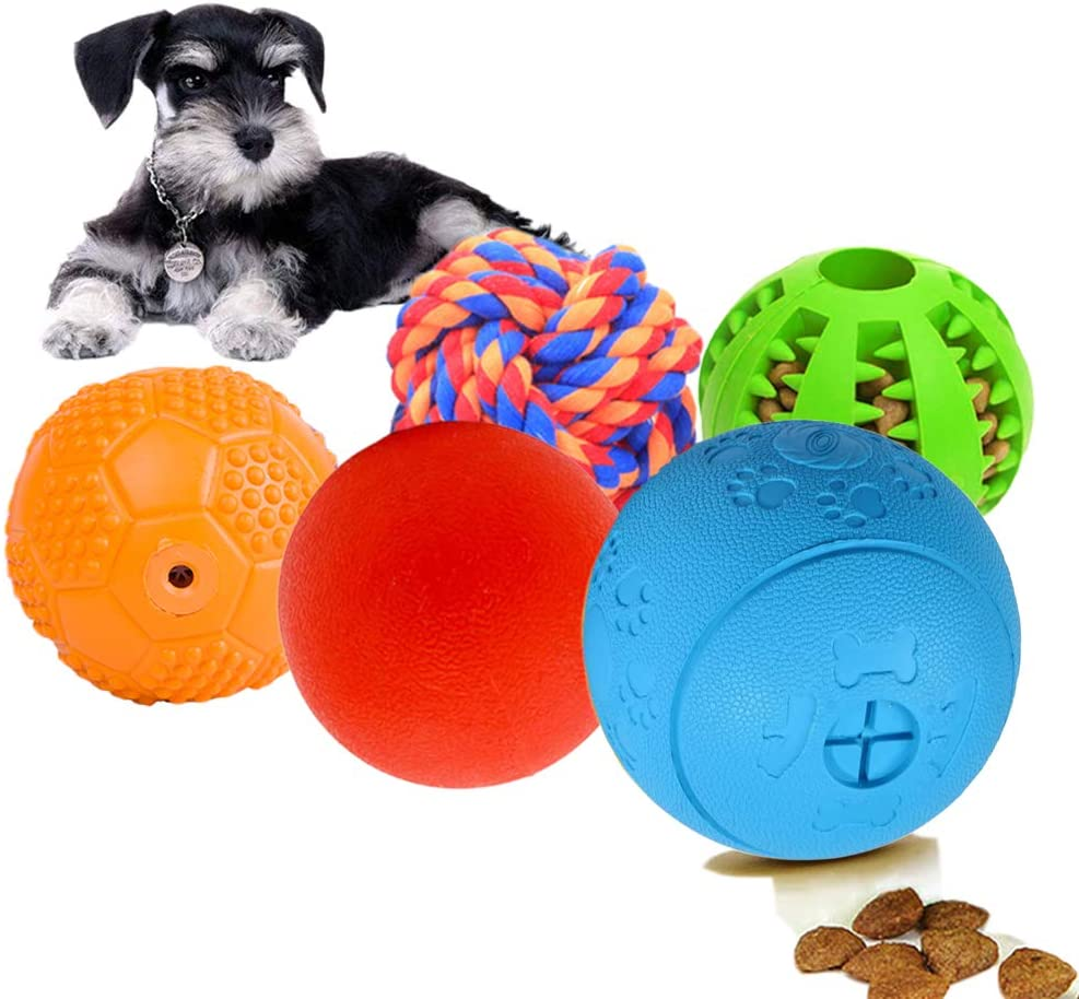 4 Pack Puppy Balls, Puppy Teething Ball, Dog Chew Toy Durable, Squeaky Ball for Small Dog, Rubber Ball, Puppy Teething Toy, Puppy Supplies