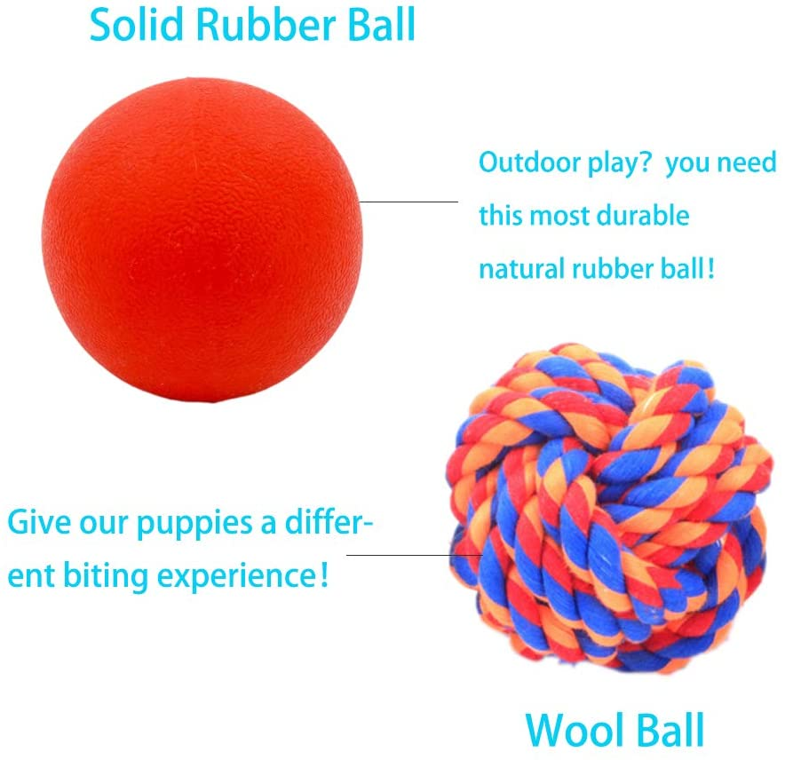 4 Pack Puppy Balls, Puppy Teething Ball, Dog Chew Toy Durable, Squeaky Ball for Small Dog, Rubber Ball, Puppy Teething Toy, Puppy Supplies