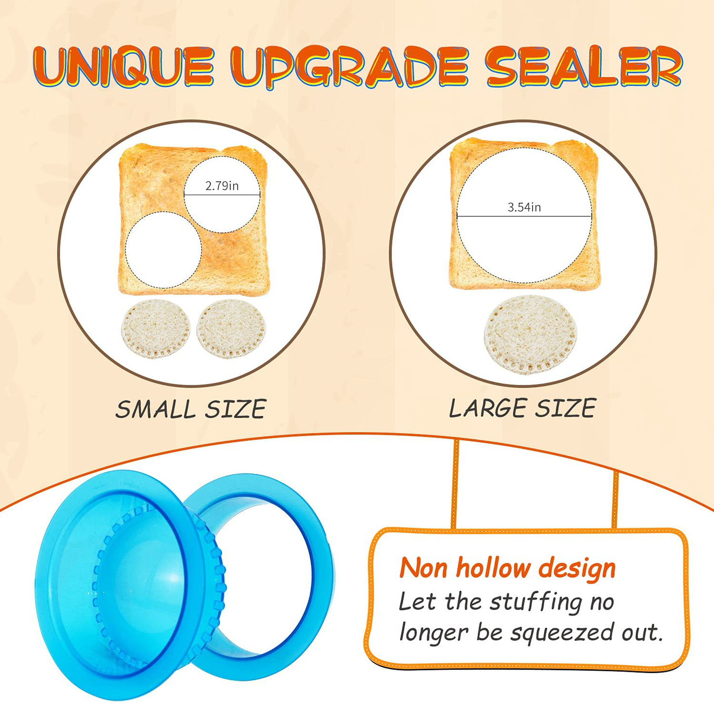 5-Pack Sandwich Cutter & Sealer – Kids’ DIY Lunch Maker (Yellow)