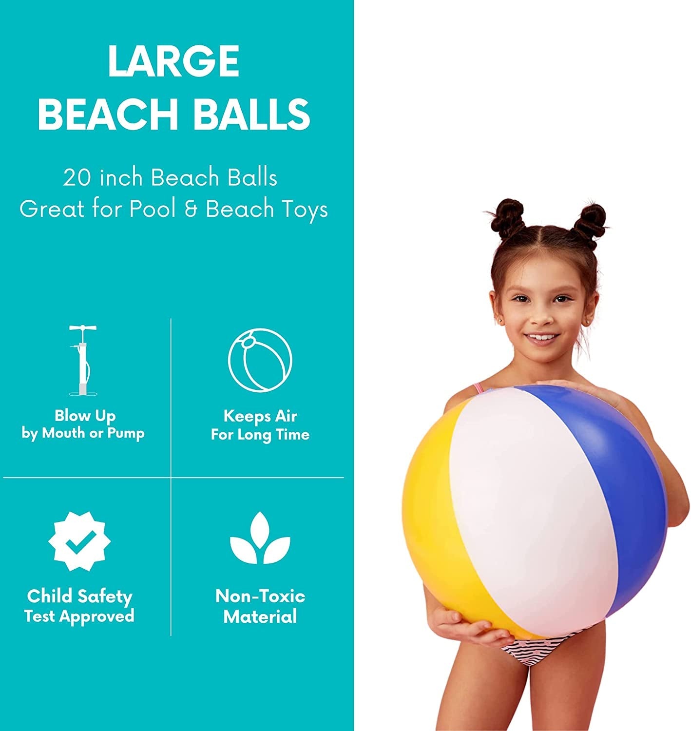 3-Pack 20" Inflatable Rainbow Beach Balls for Kids