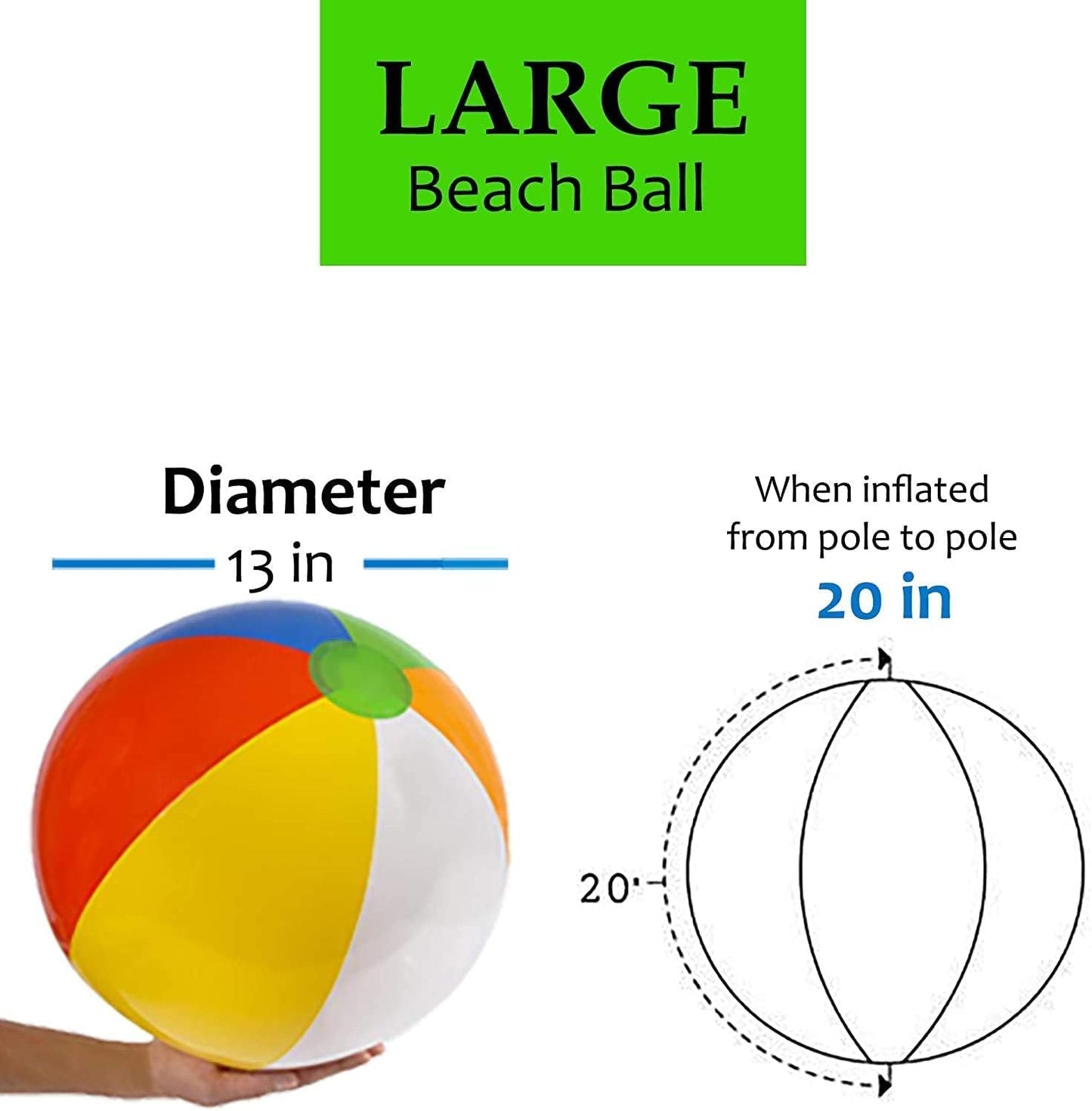 3-Pack 20" Inflatable Rainbow Beach Balls for Kids