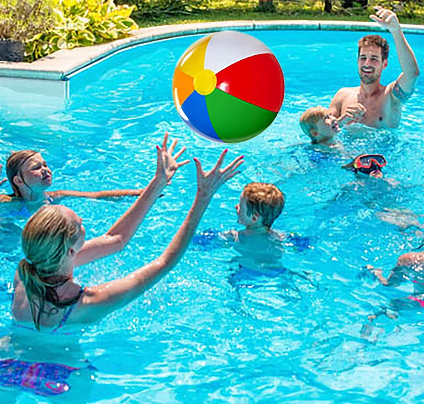 3-Pack 20" Inflatable Rainbow Beach Balls for Kids
