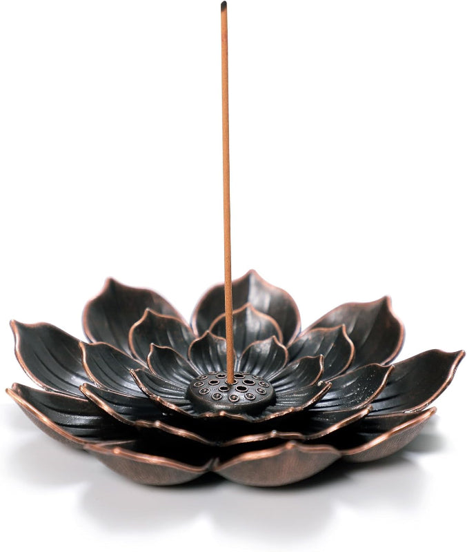 Brass Lotus Incense Burner with Ash Catcher