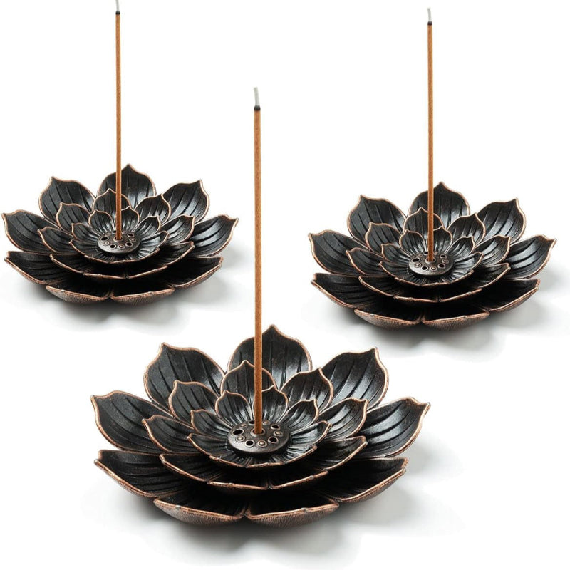 Brass Lotus Incense Burner with Ash Catcher