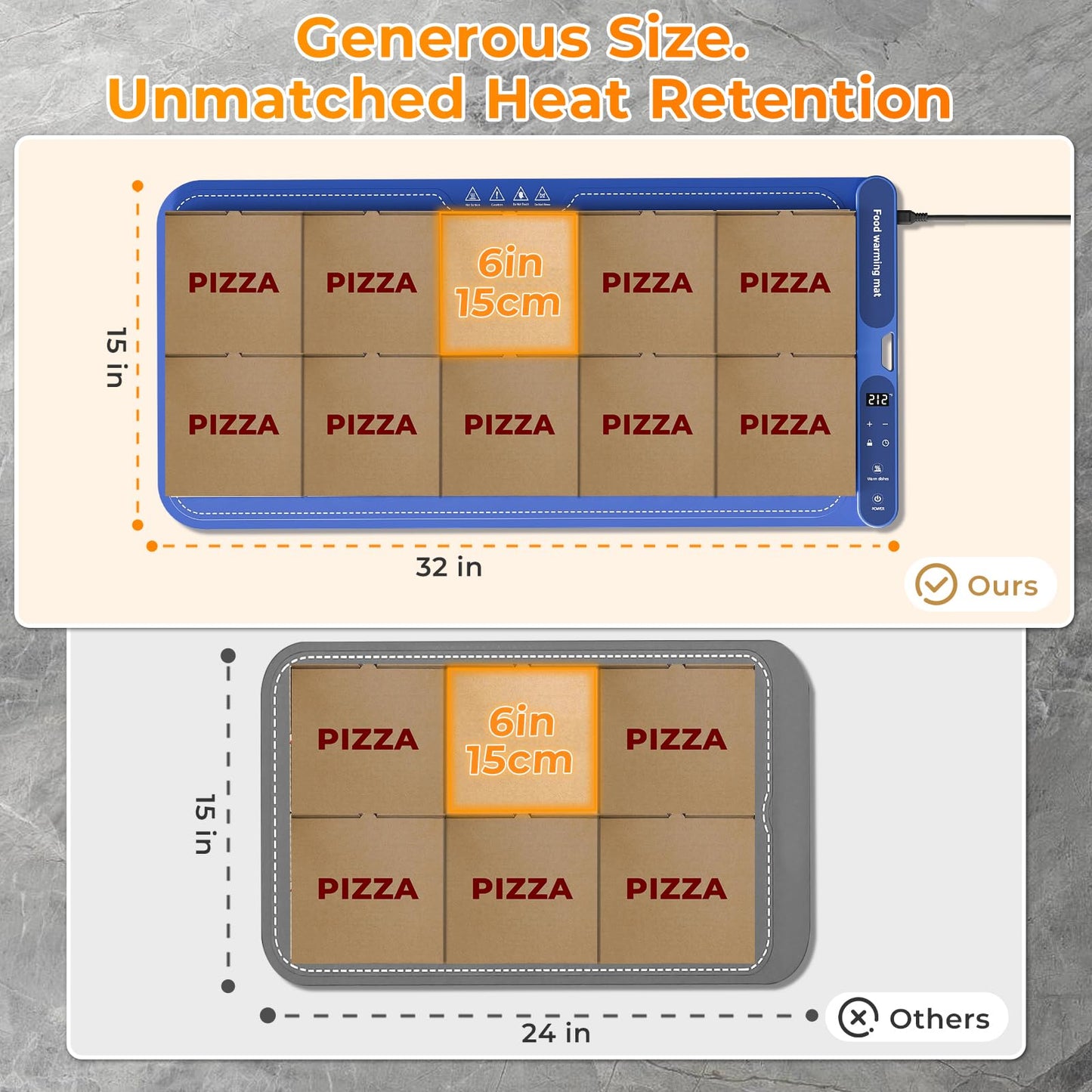 Warming Mat for Food Extra Large 32"x15", Electric Silicone Food Warmer Trays for Chafing Dishes & Buffet,Portable Countertop Food Warmers for Parties, 7-Level Temp 8-Hour Timer, Blue
