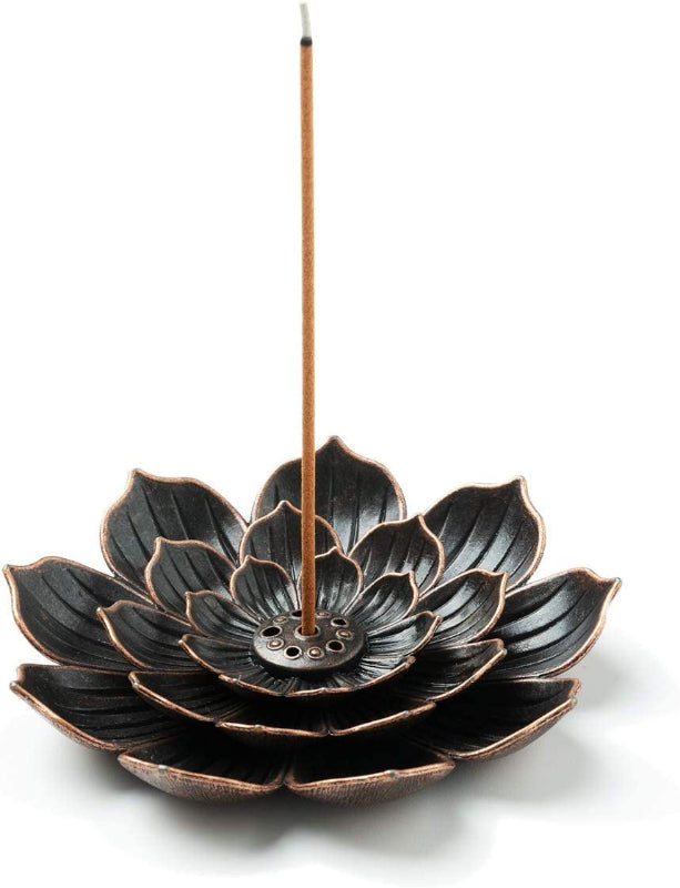 Brass Lotus Incense Burner with Ash Catcher