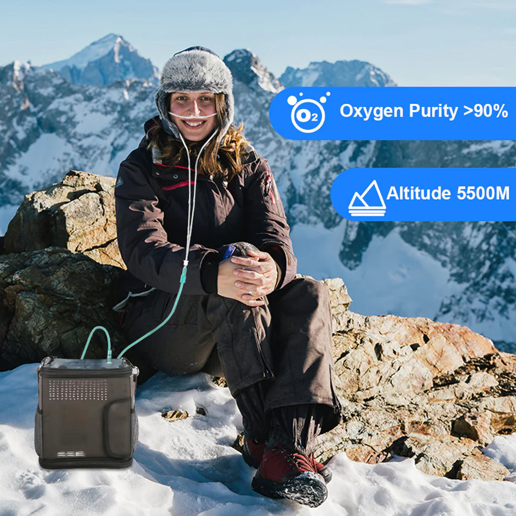 1L- 6L Portable Continuous Flow Lightweight Mini Oxygen Concentrator With 4 Hours Battery & Free Carry Bag