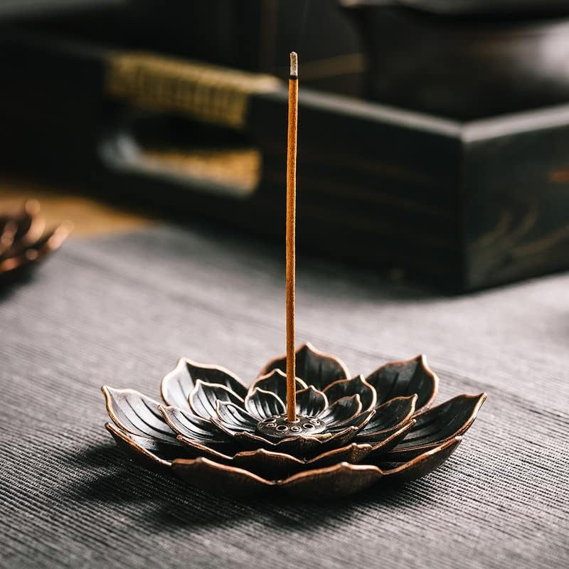 Brass Lotus Incense Burner with Ash Catcher
