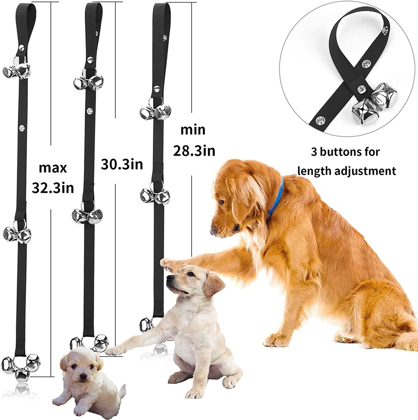 Pack of 2 Upgraded Puppy Bells Doorbells for Door Knob, Dog Bells for Potty Training-Louder Jingle, Bigger Bells for Puppies Pep Doggy Canine Pooch Pet Hound Cat, Cool Unique Gift for Dog Lover