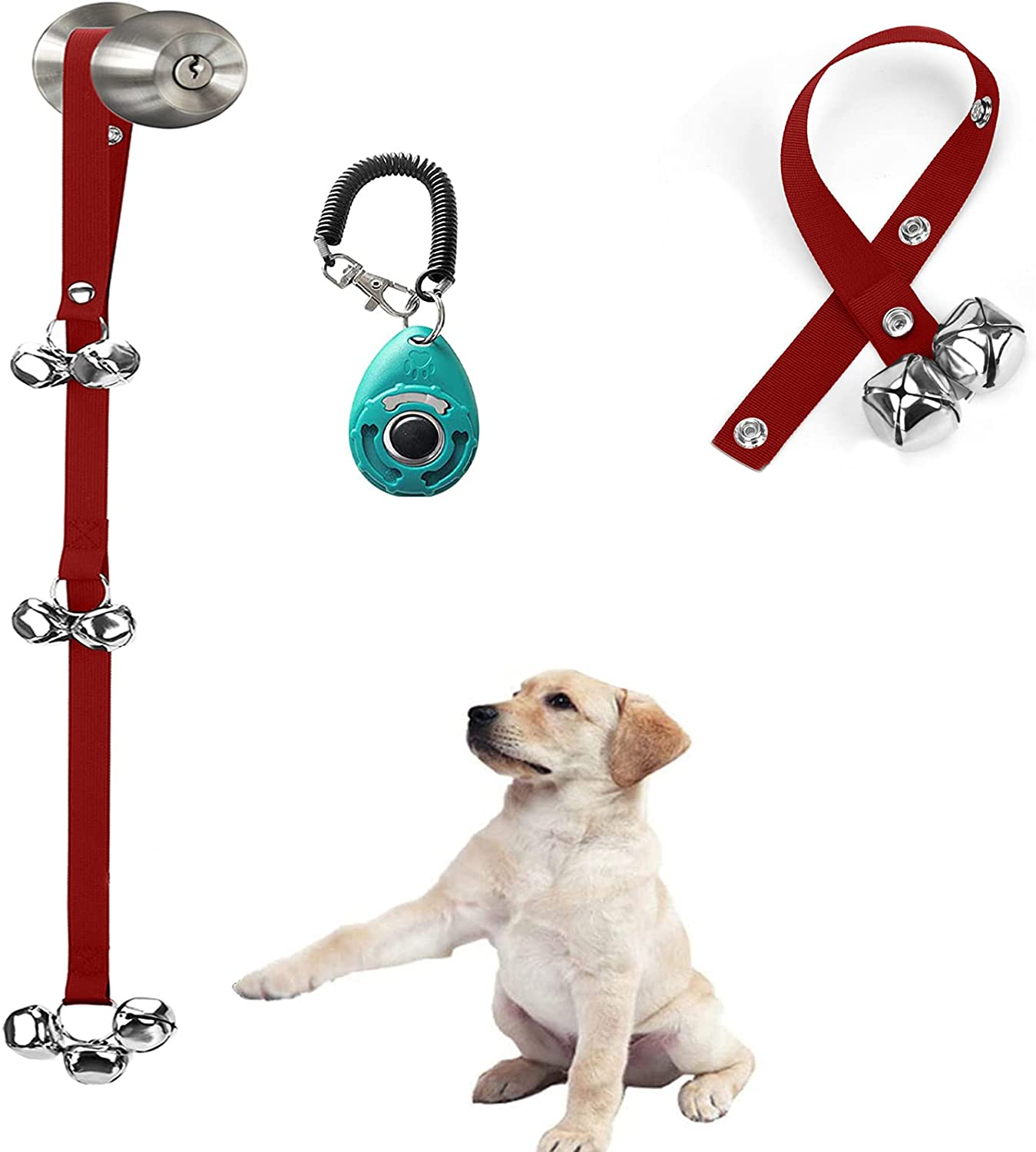 Pack of 2 Upgraded Puppy Bells Doorbells for Door Knob, Dog Bells for Potty Training-Louder Jingle, Bigger Bells for Puppies Pep Doggy Canine Pooch Pet Hound Cat, Cool Unique Gift for Dog Lover