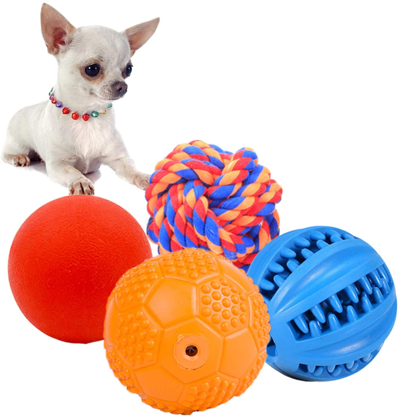 4 Pack Puppy Balls, Puppy Teething Ball, Dog Chew Toy Durable, Squeaky Ball for Small Dog, Rubber Ball, Puppy Teething Toy, Puppy Supplies