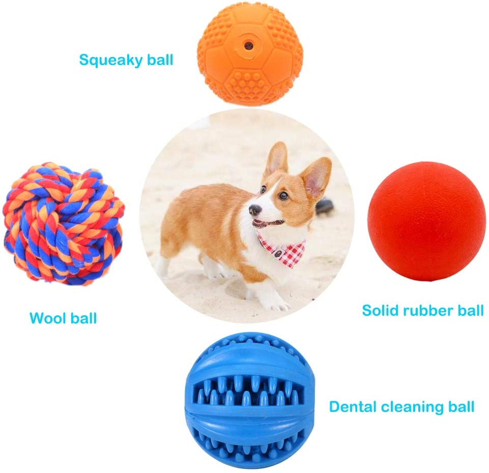4 Pack Puppy Balls, Puppy Teething Ball, Dog Chew Toy Durable, Squeaky Ball for Small Dog, Rubber Ball, Puppy Teething Toy, Puppy Supplies
