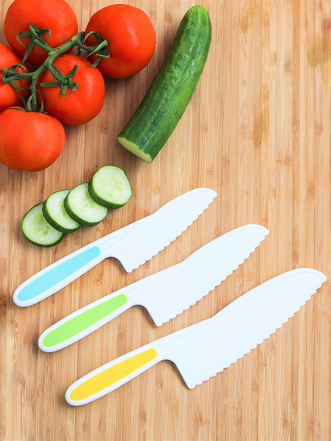 3-Piece Kids’ Nylon Knife Set – BPA-Free, Serrated, Firm Grip