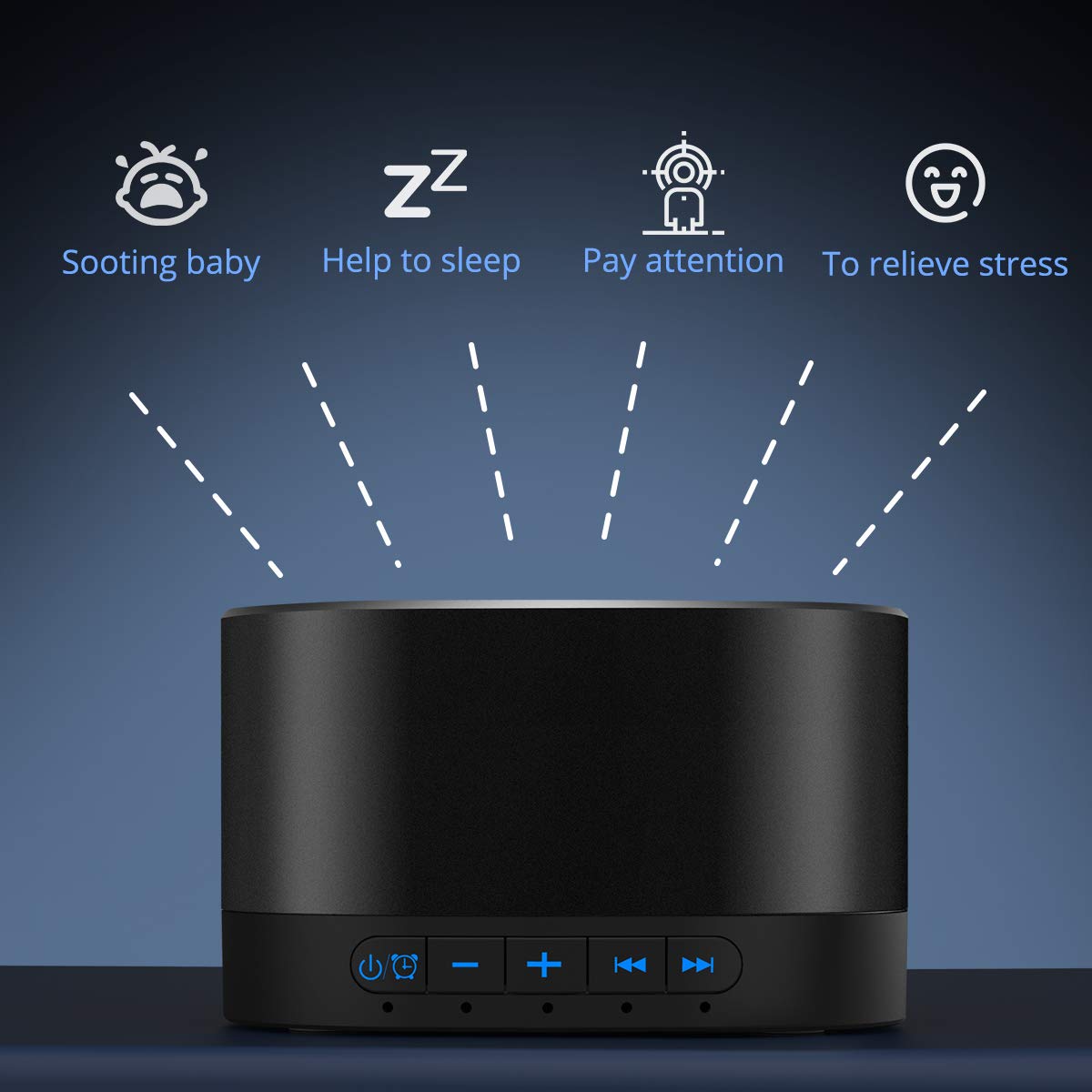 White Noise Machine with 20 Non Looping Natural Soothing Sounds Memory Function 32 Levels of Volume