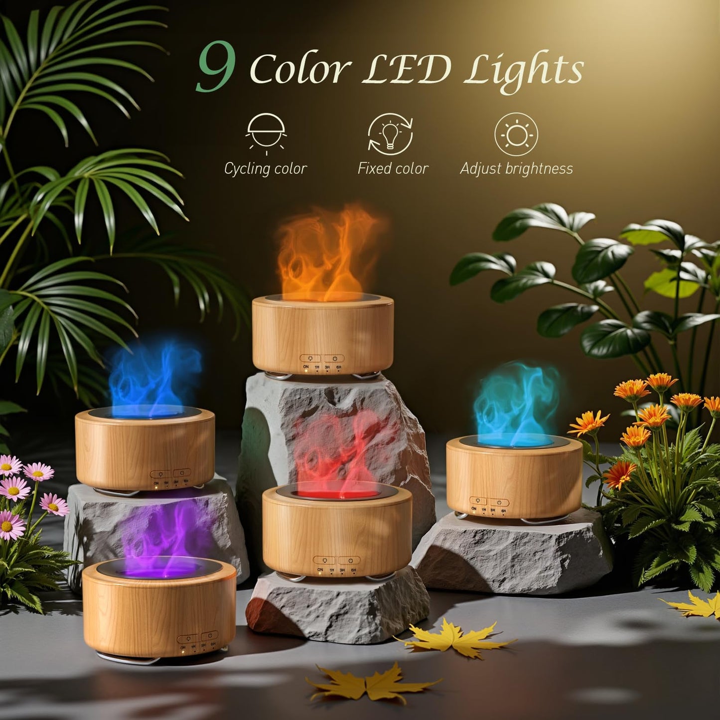 Essential Oil Diffuser for Home: 500ML Aroma Diffuser for Hotel Office Yoga Room - Humidifier with 9 Colors LED Night Light for Kids/Women Home Relaxation, Lemon Yellow