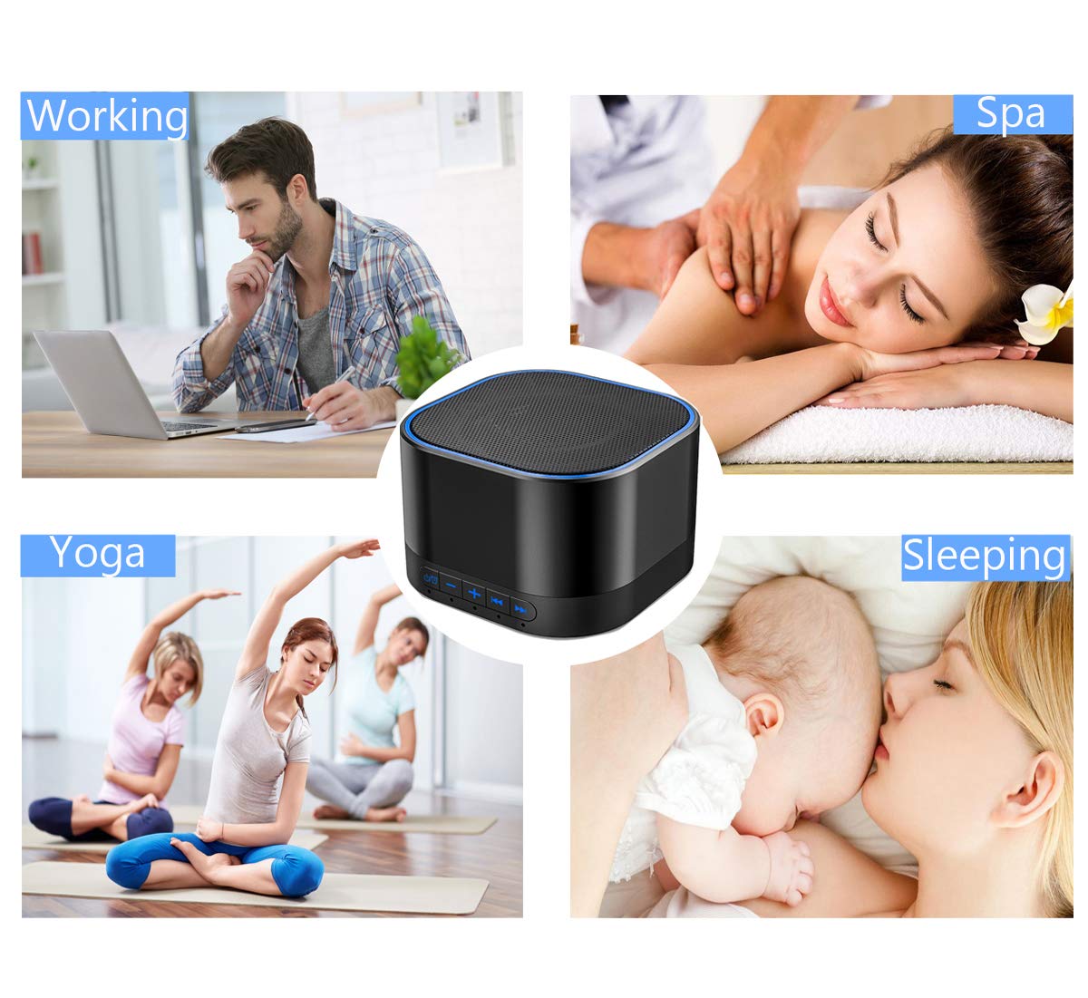 White Noise Machine with 20 Non Looping Natural Soothing Sounds Memory Function 32 Levels of Volume