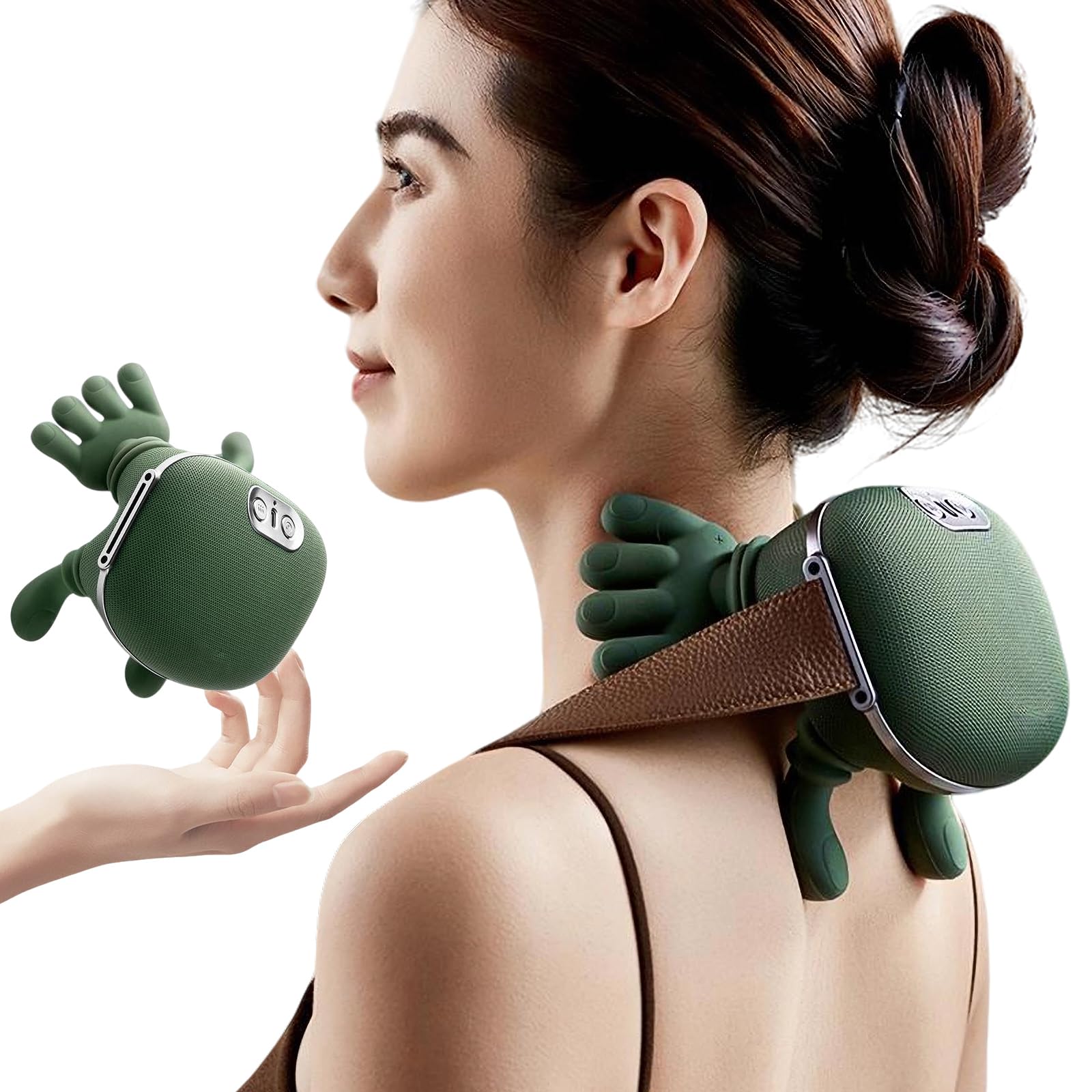 Neck Massager 2025, with Heat Electric Shoulder & Cervical Massage for Pain Relief deep Tissue Massage Heated for Neck, Back, Shoulder-Green