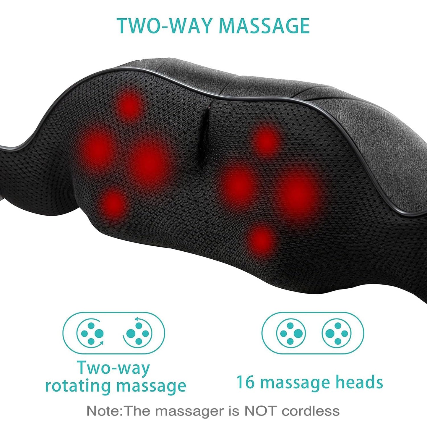Shiatsu Back and Neck Massager, Back Massager Deep Tissue Kneading Neck and Shoulder Massage with Heat, Electric Massage Pillow Fathers Day Gift Ideas from Daughter Son(NOT Cordless)
