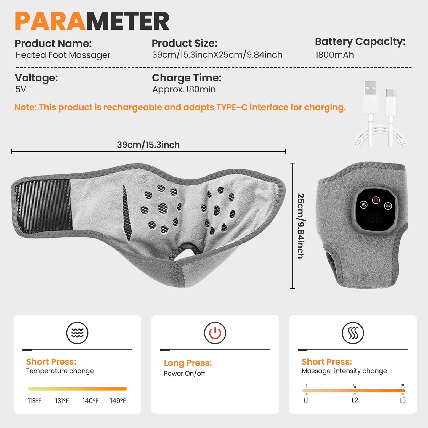 Foot Massager 2-in-1 Warming Wrap – Relax & Renew Foot & Ankle Massager with 3 Modes & 4 Heat Levels, Portable for Home or Travel 2pack