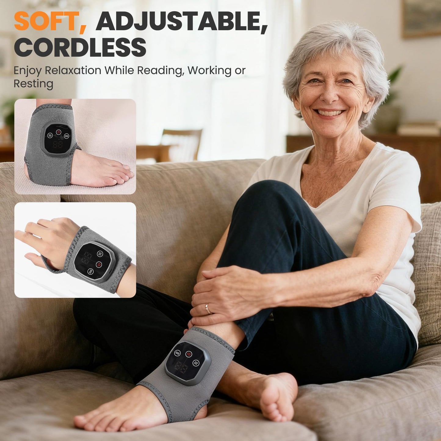 Foot Massager 2-in-1 Warming Wrap – Relax & Renew Foot & Ankle Massager with 3 Modes & 4 Heat Levels, Portable for Home or Travel 2pack