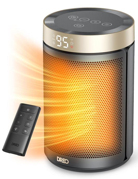 Space Heater, Portable Electric Heaters for Indoor Use with Thermostat and Remote, 2024 Upgraded, Digital Display, 12H Timer, 5 Mode, 1500W PTC Ceramic Fast Safety Heat for Office Bedroom Home