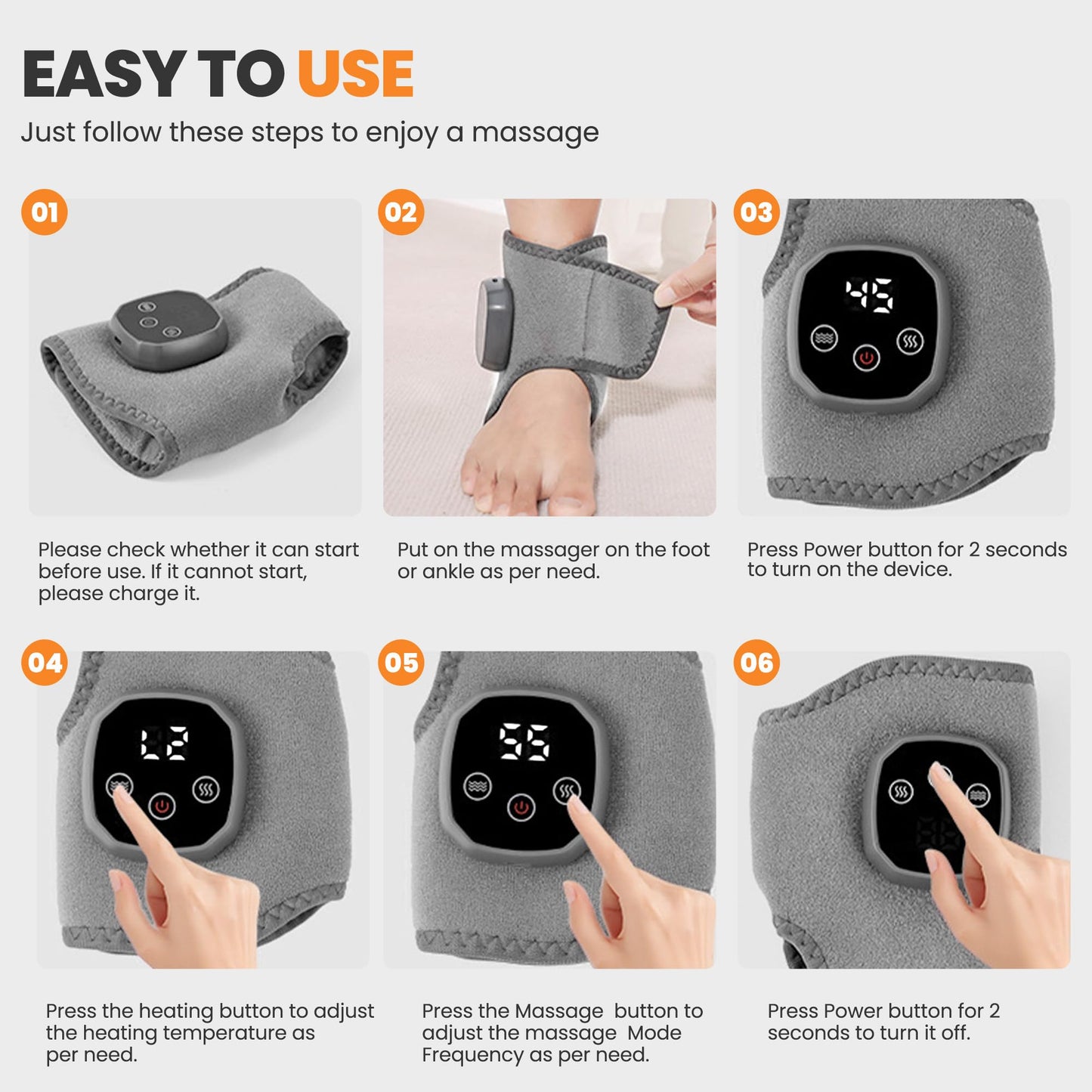 Foot Massager 2-in-1 Warming Wrap – Relax & Renew Foot & Ankle Massager with 3 Modes & 4 Heat Levels, Portable for Home or Travel 2pack