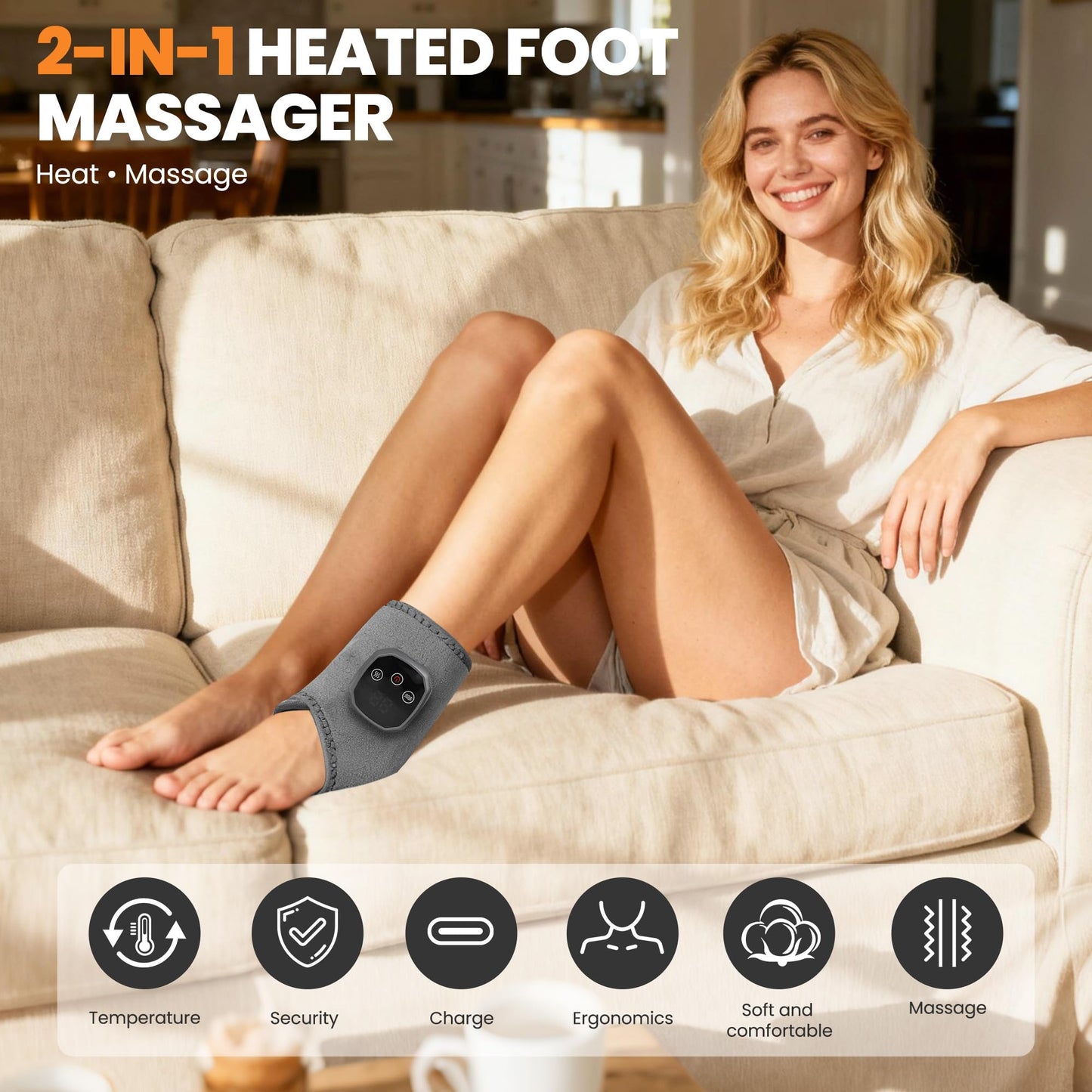 Foot Massager 2-in-1 Warming Wrap – Relax & Renew Foot & Ankle Massager with 3 Modes & 4 Heat Levels, Portable for Home or Travel 2pack