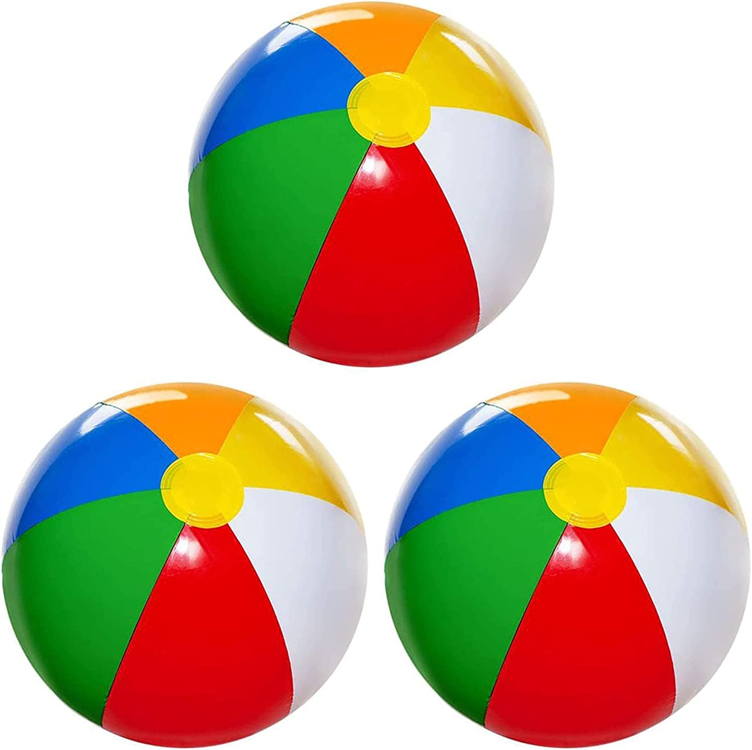 3-Pack 20" Inflatable Rainbow Beach Balls for Kids